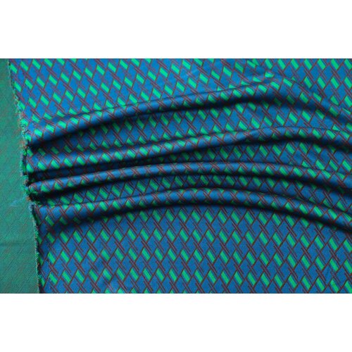 Ткань трикотаж синий с геометрическим рисунком вискоза ткань сливочный твил с геометрическим рисунком