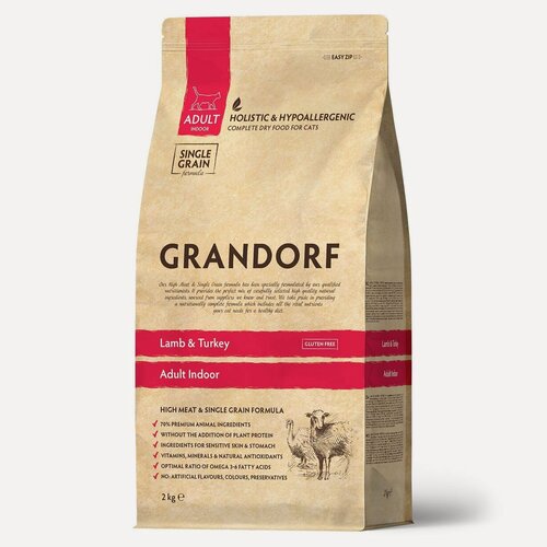 Изображение товара Сухой корм для кошек Grandorf Cat Lamb&Turkey Indoor с ягненком и индейкой ,2кг