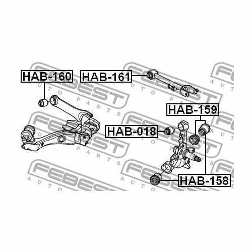 Сайлентблок втулка рычага для автомобиля, FEBEST HAB-158 (1 шт.)