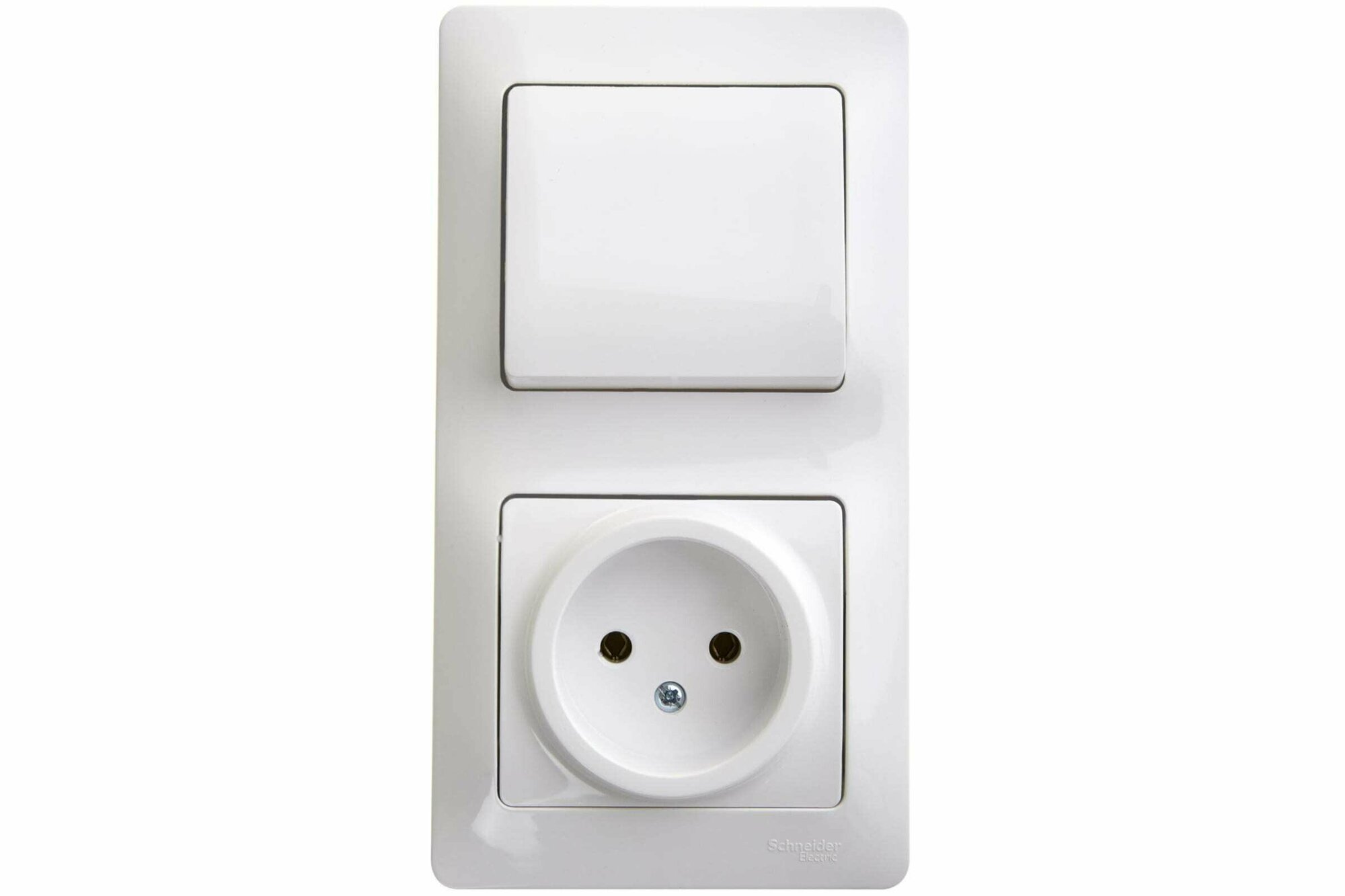 Комбинированный блок розетка + 1-клавишный выключатель GLOSSA белый, 10А, IP20