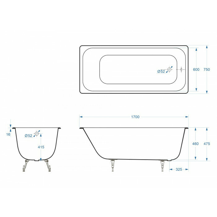 Чугунная ванна Delice Aurora 170х75 DLR230606R - фото №2