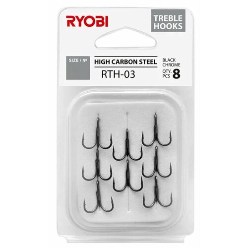 Крючок тройник рыболовный RYOBI RTH-03 №06 ( упк. по 8шт.)