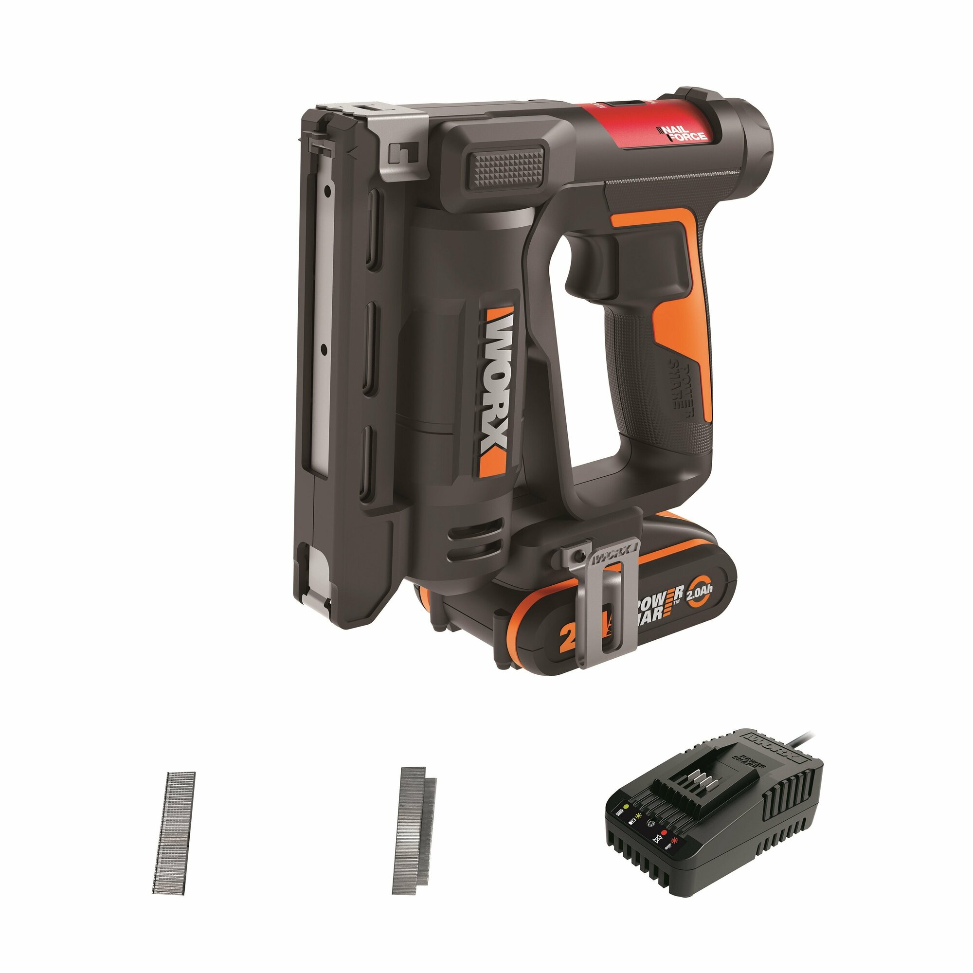 Степлер аккумуляторный WORX WX843, 20В, 2,0 Ач х1, ЗУ 2А, кейс — фото 1