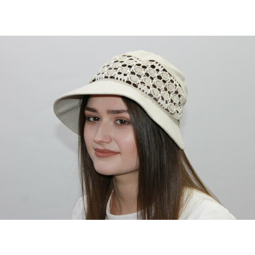 Шляпа с полями, размер 56, бежевый шляпа женская мария лен размер 56 57