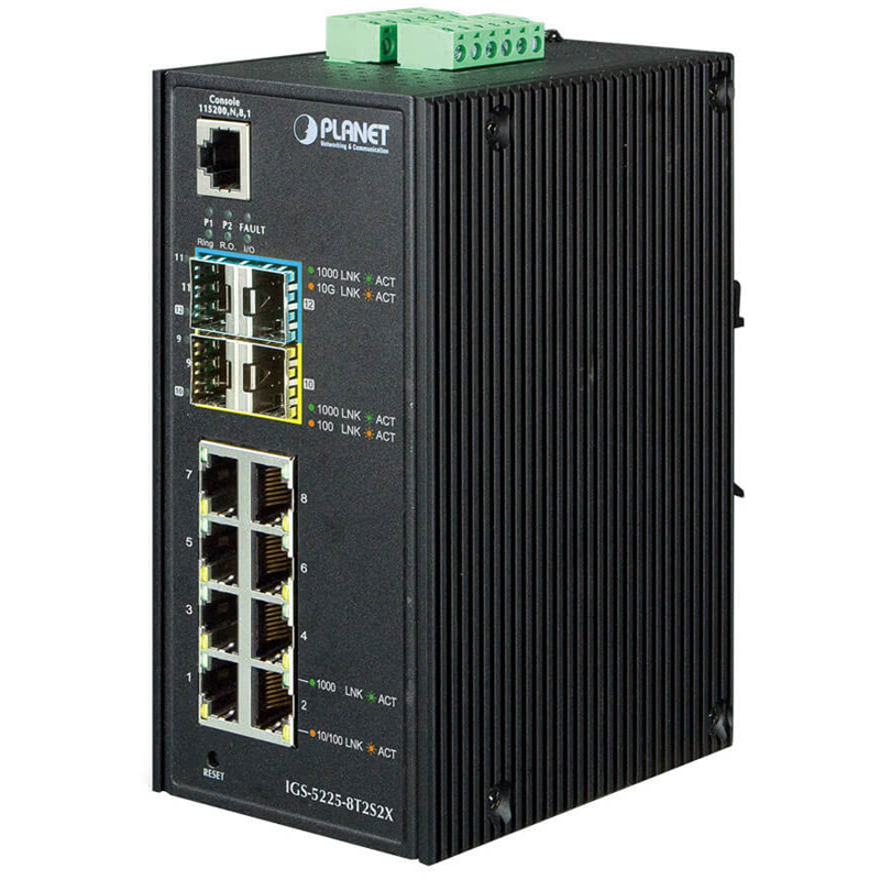 Коммутатор/ PLANET IP30 Industrial L2+/L4 8-Port 1000T + 2-port 100/1000X SFP + 2-port 10G SFP+ Full Managed Switch (-4