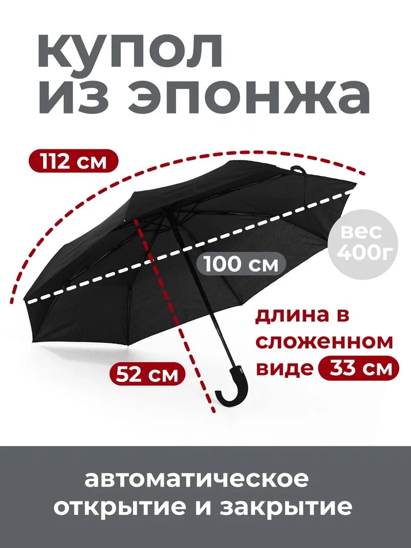 Зонт RAINDROPS, черный — фото 1