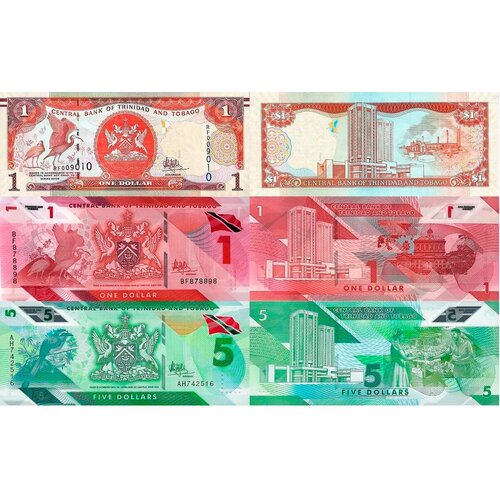 банкнота купюра 1 доллар 1995 года 843 Комплект банкнот Тринигад и Тобаго, состояние UNC (без обращения), 2006-2020 г. в.