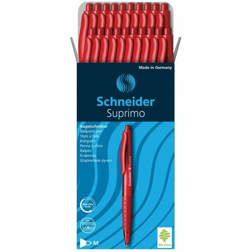 Набор из 20 шт. - Ручка шариковая автоматическая Schneider "Suprimo" красная, 1,0 мм