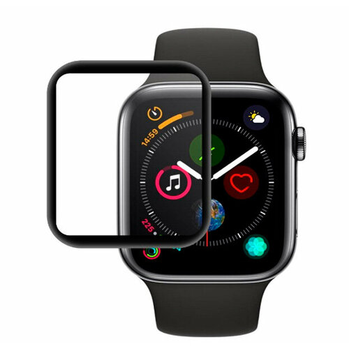 Черное защитное стекло для Apple Watch 44mm 3D Glass
