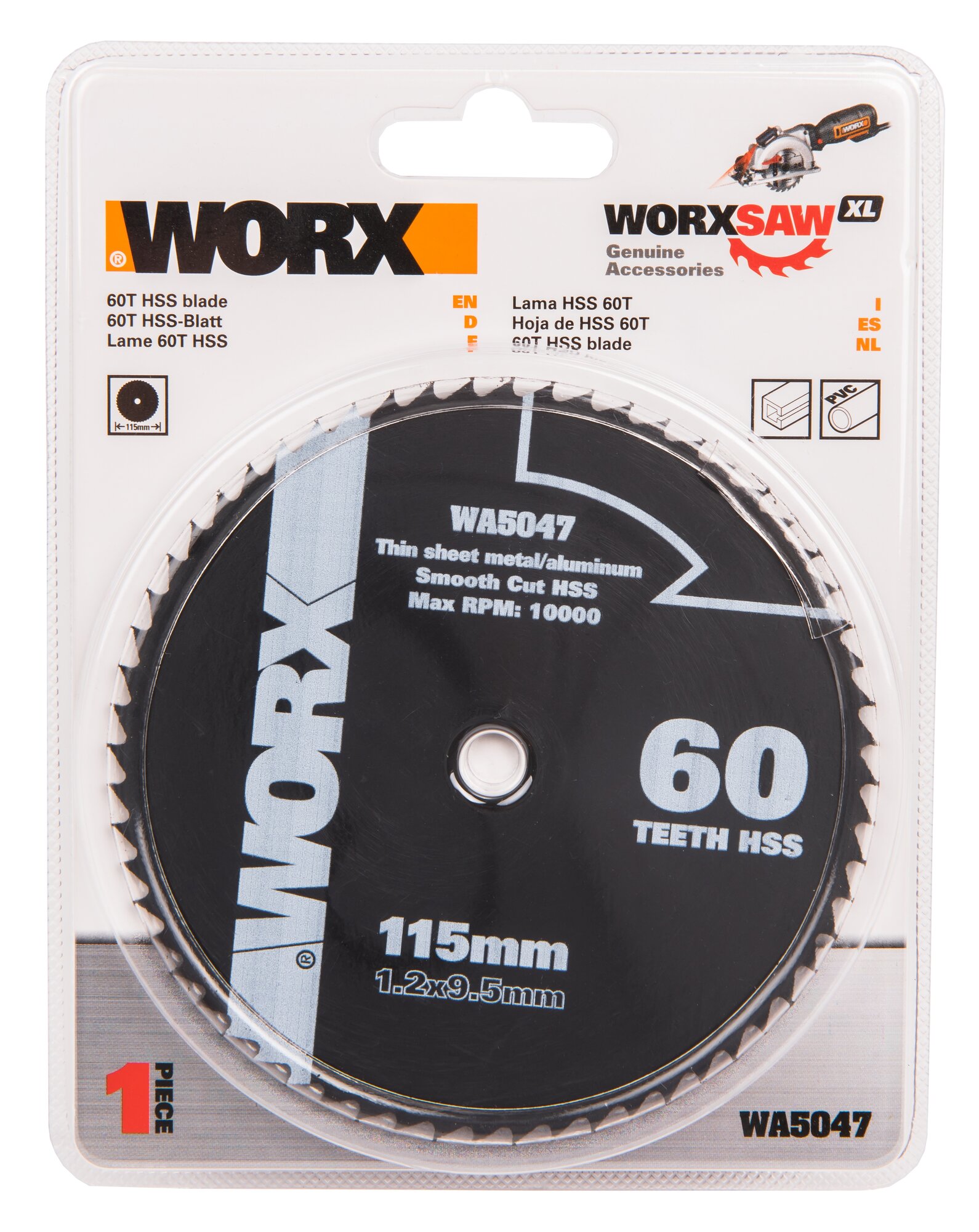 Пильный диск по металлу WORX WA5047, 60T HSS 115х1,2х9,5 мм