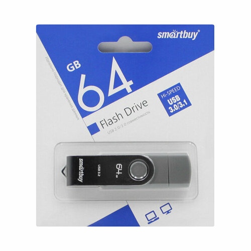 USB-накопитель Smartbuy Twist Dual 64GB USB 3.0, черный