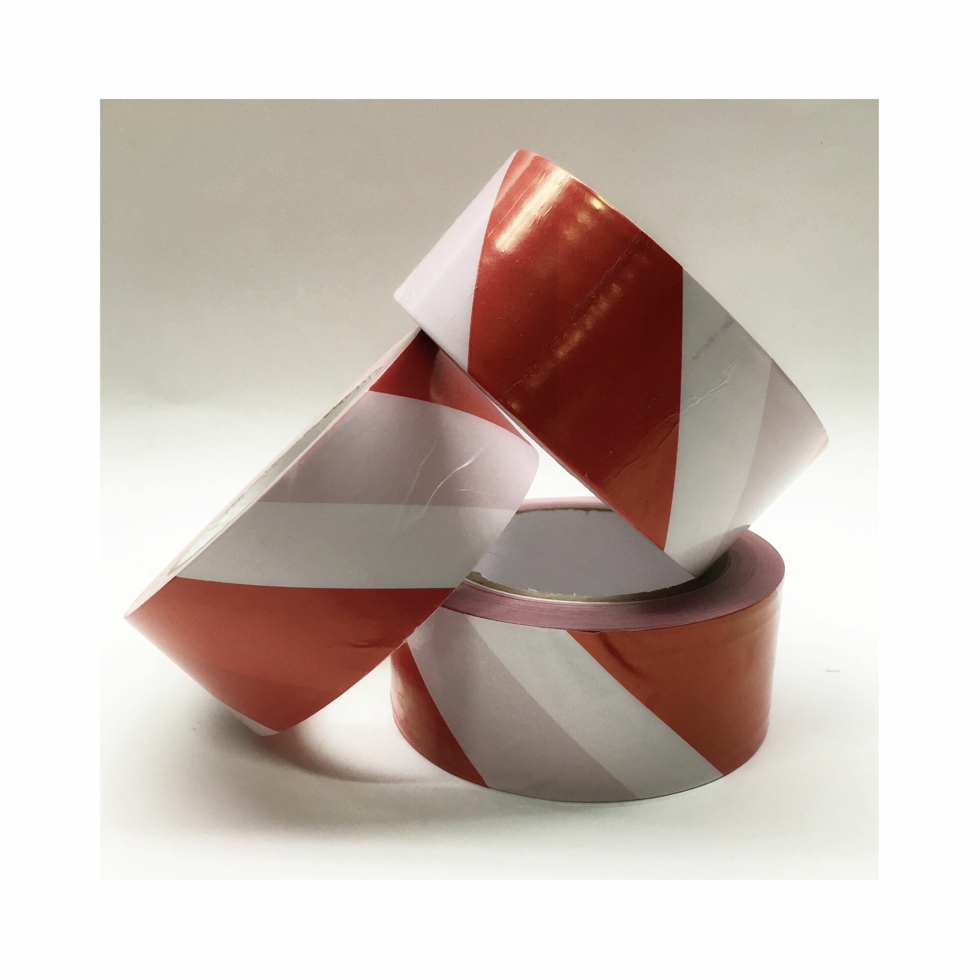 Лента оградительная сигнальная 48 мм 150 м бело-красная 3 штуки