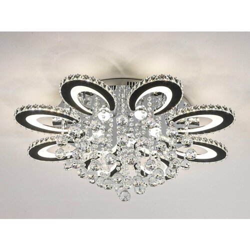 Люстра с хрусталем на потолок светодиодная светильник с пультом (23504-8+5-318W)