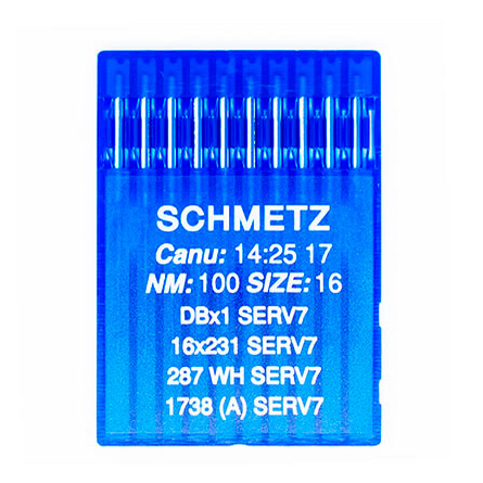 Иглы для промышленных швейных машин Schmetz тонкая колба 1738/DBx1 SERV7 №100 10 шт.