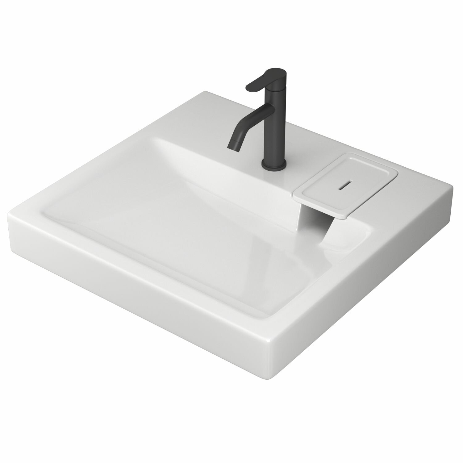 фото Комплект BAU 4 в 1: раковина над стиральной машиной BAU Hotel 60х60, литьевой мрамор, кронштейны, сифон и смеситель Dream Black, черный