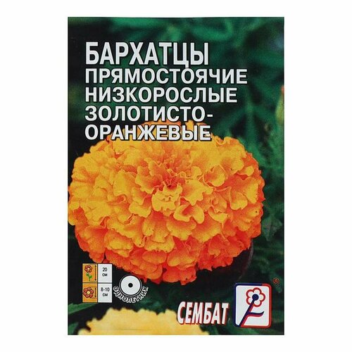 Семена цветов Бархатцы прямостоячий низкорослый золотисто-оранжевый, О, 0,1 г, 3 упак.