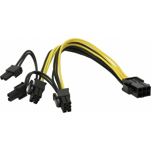 Переходник питания для видеокарт 6pin-> 2x6 / 8pin, 15 см переходник 8 pin pci e на 2 x 8 6 2 pin pci e