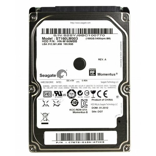 Жесткий Диск Seagate HN-M160MBB 160Gb 5400 SATA 25 3755₽