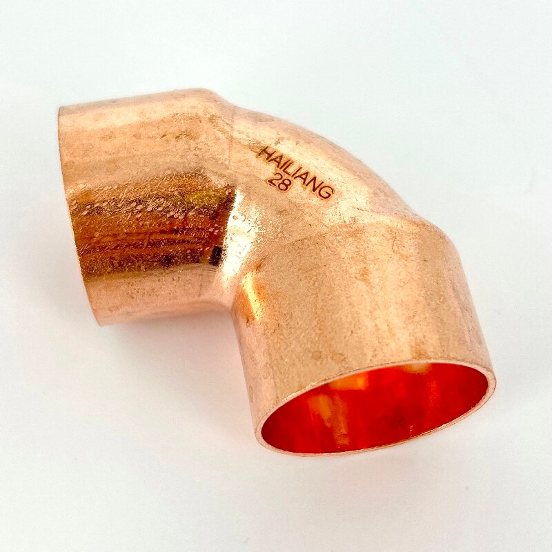 Угол медный 90° под пайку 28 мм двухраструбный (серия 95090) Hailiang