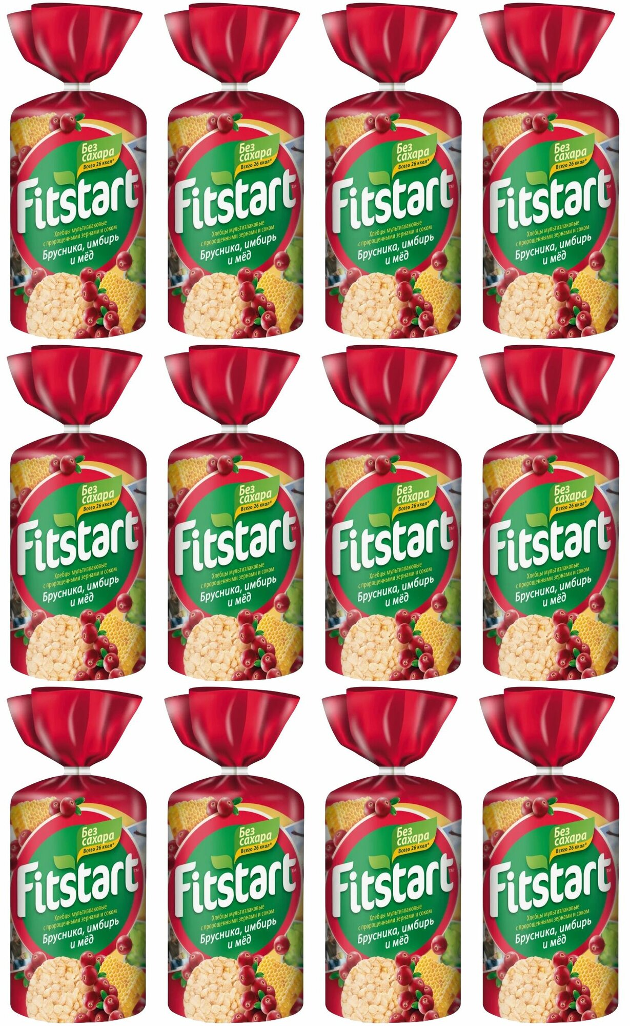 Fitstart Хлебцы мультизлаковые Брусника, имбирь и мед, 100 гр, 12 шт