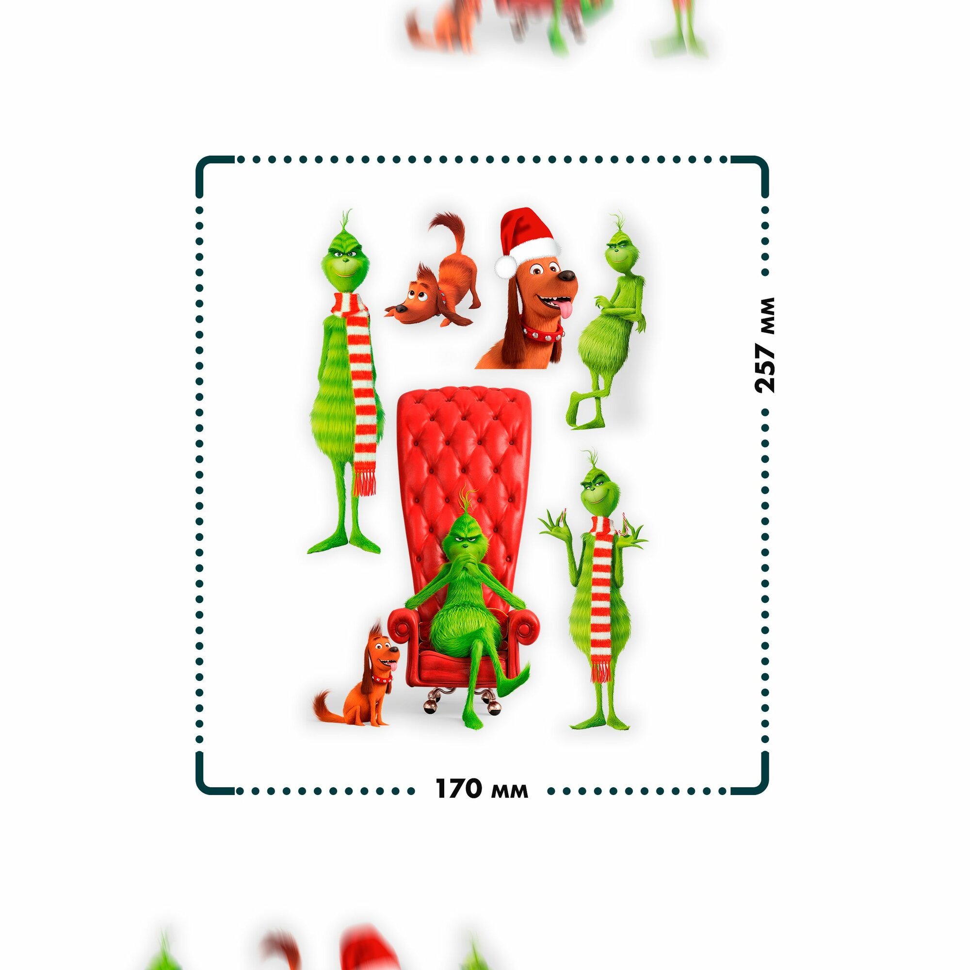 Термонаклейка на одежду новогодние гринч сет — фото 1