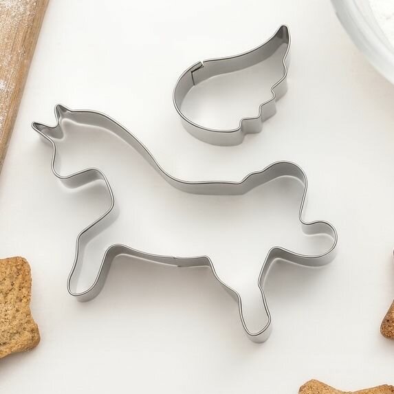 Форма для вырезания печенья Единорог  2 шт 9х7х2 см цвет хромированный