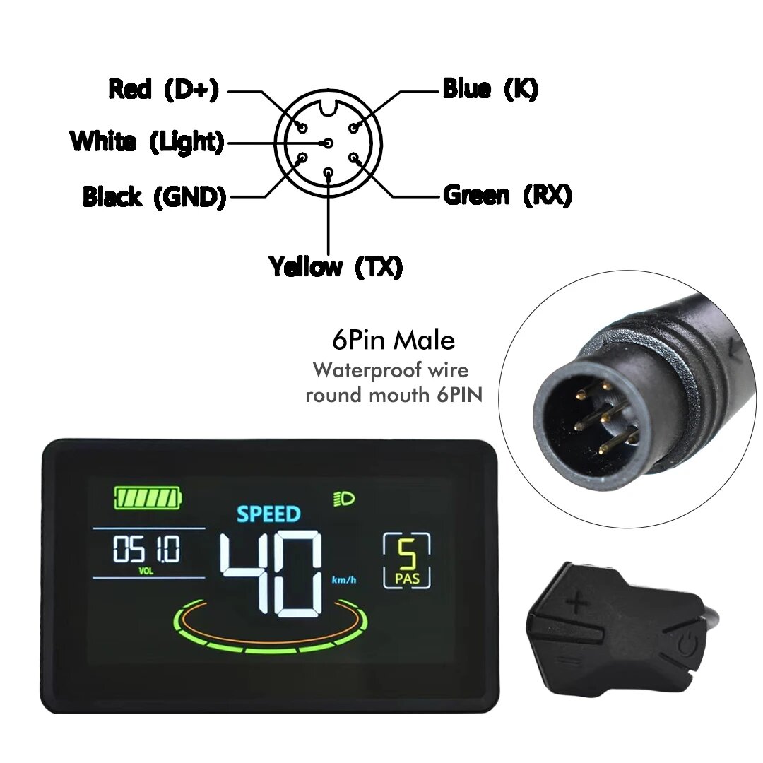 Дисплей для электровелосипеда NoEnName_Null UART2 H6C, 6pin