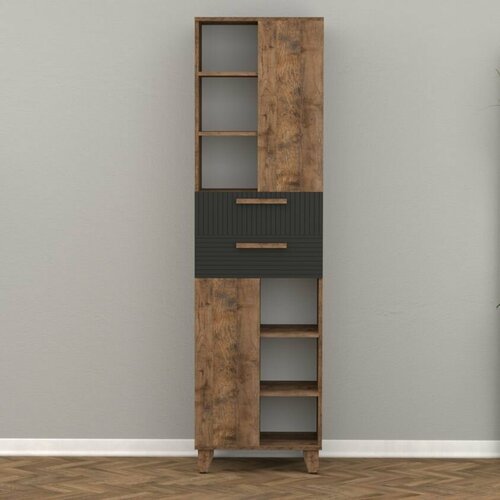 Пенал Копенгаген ЛДСП Дуб Самдал / МДФ Черный матовый