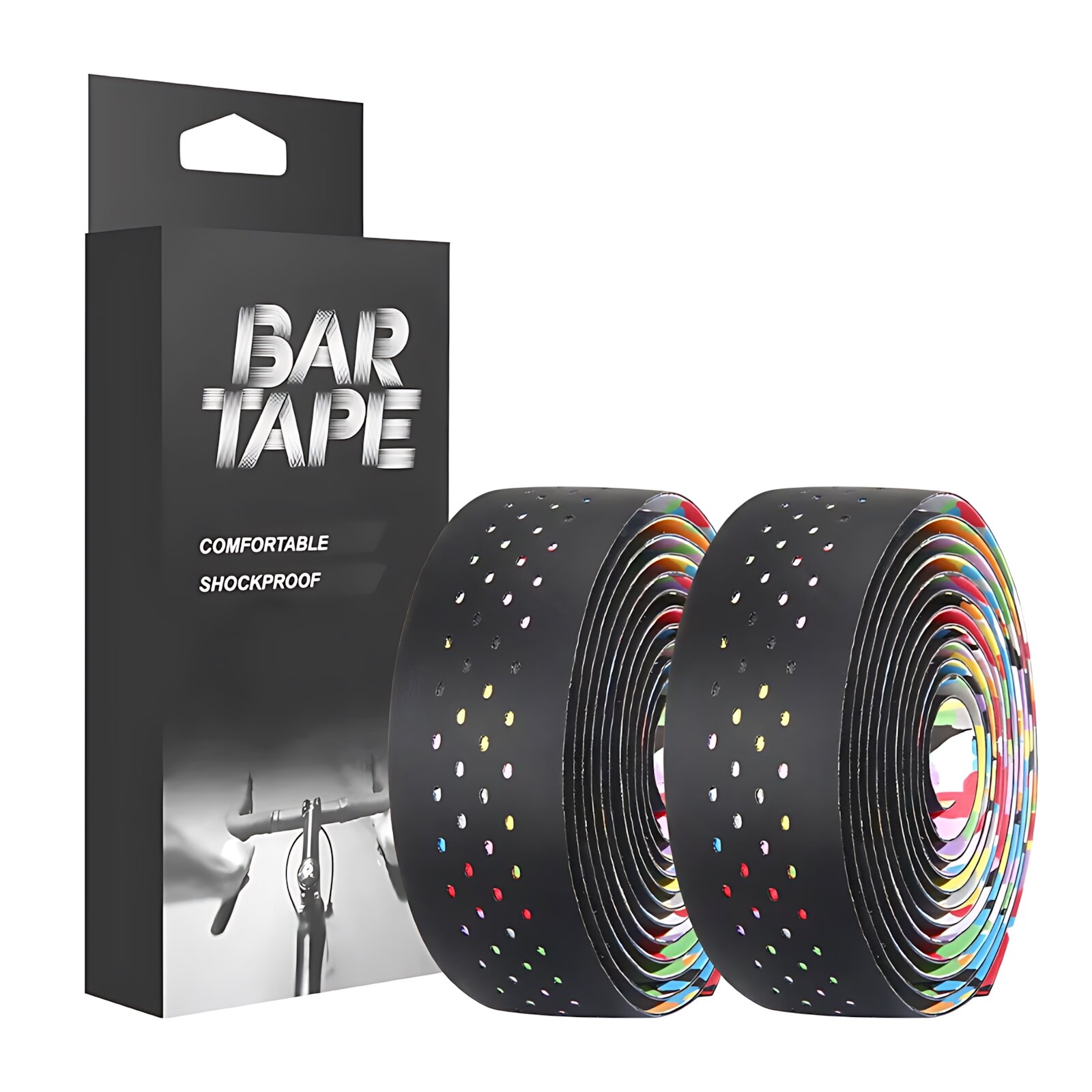 Противоскользящая и износостойкая оплетка руля велосипеда, черный/мультиколор