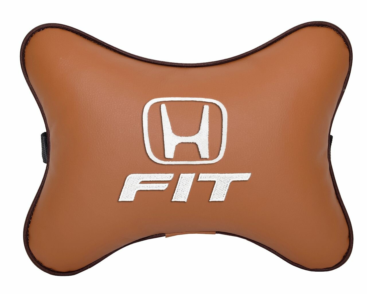 Подушка на подголовник автомобильная рыжая экокожа HONDA Fit
