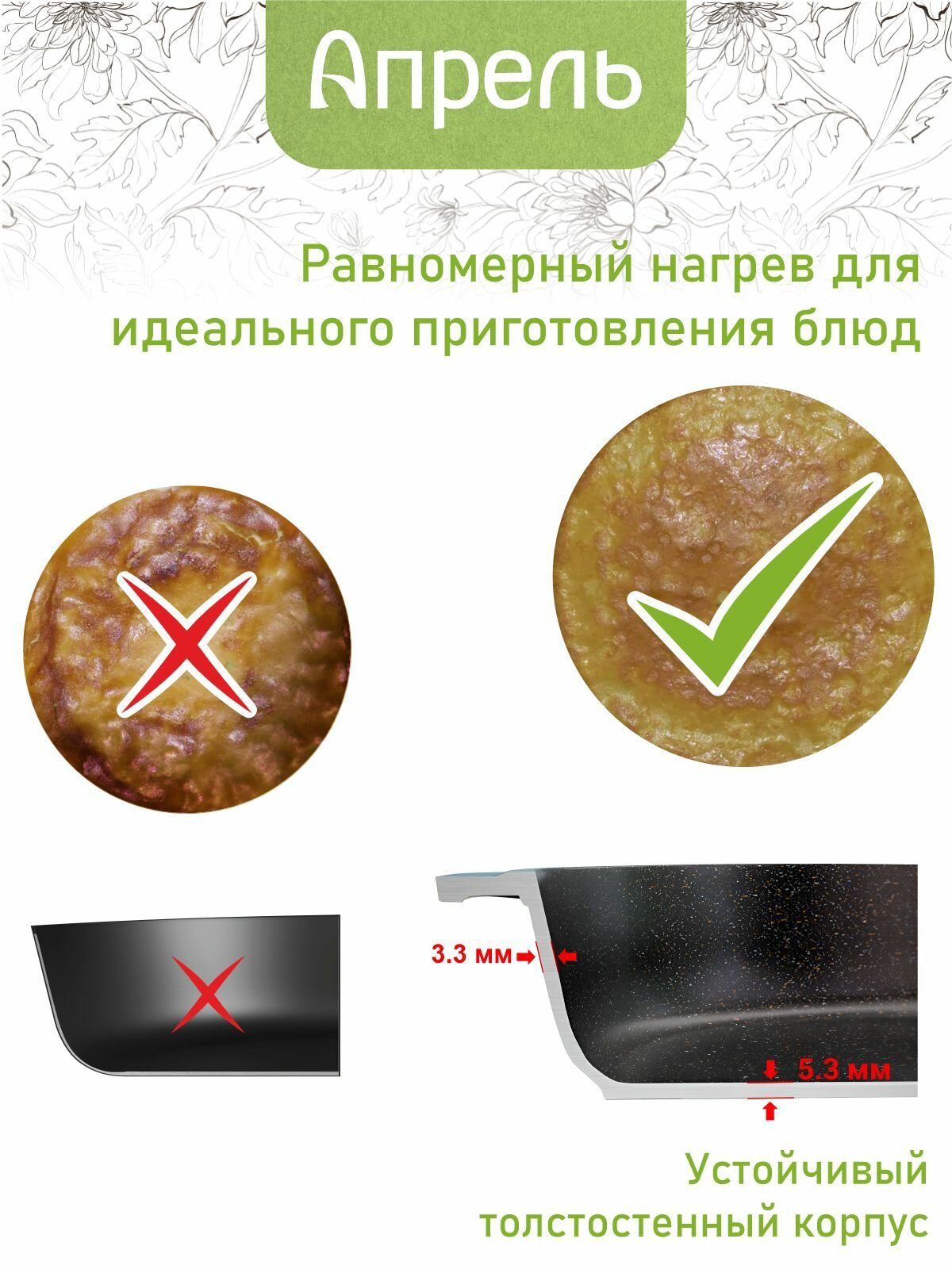 Сковорода "Апрель", 28 см, антипригарное покрытие, с крышкой, для посудомойки, черный — фото 1