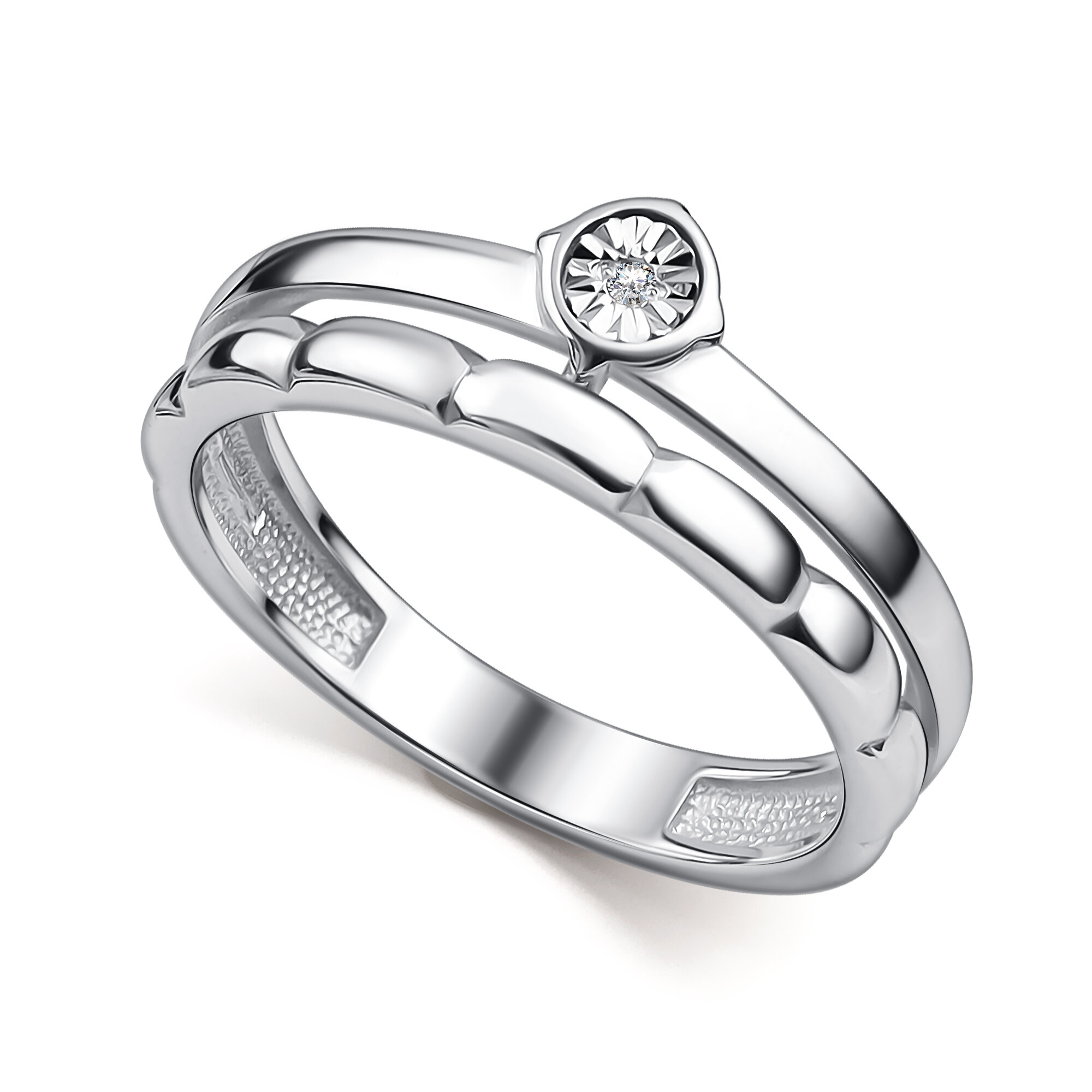 Кольцо Diamant online, серебро, 925 проба, родирование, бриллиант