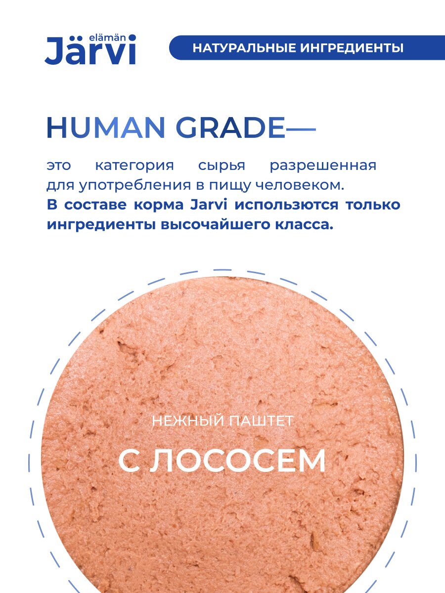 Влажный корм Jarvi мясной паштет для стерилизованных кошек с лососем 100 г х 14 шт. — фото 1