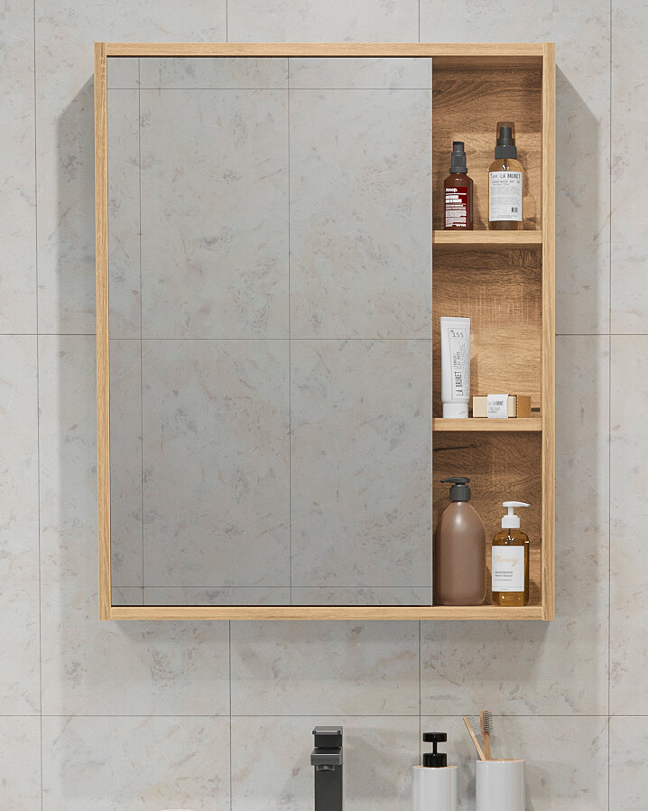 Шкаф-зеркало Vannika Canto 60 для ванной комнаты дуб вотан шкаф витрина