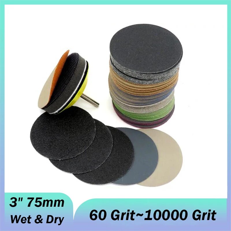 3 "75 мм шлифовальный диск для влажной и сухой шлифовки P60-P10000 для детализации автомобиля аксессуары для шлифовальной машины шлифовальные диски бумага 5pcs 240