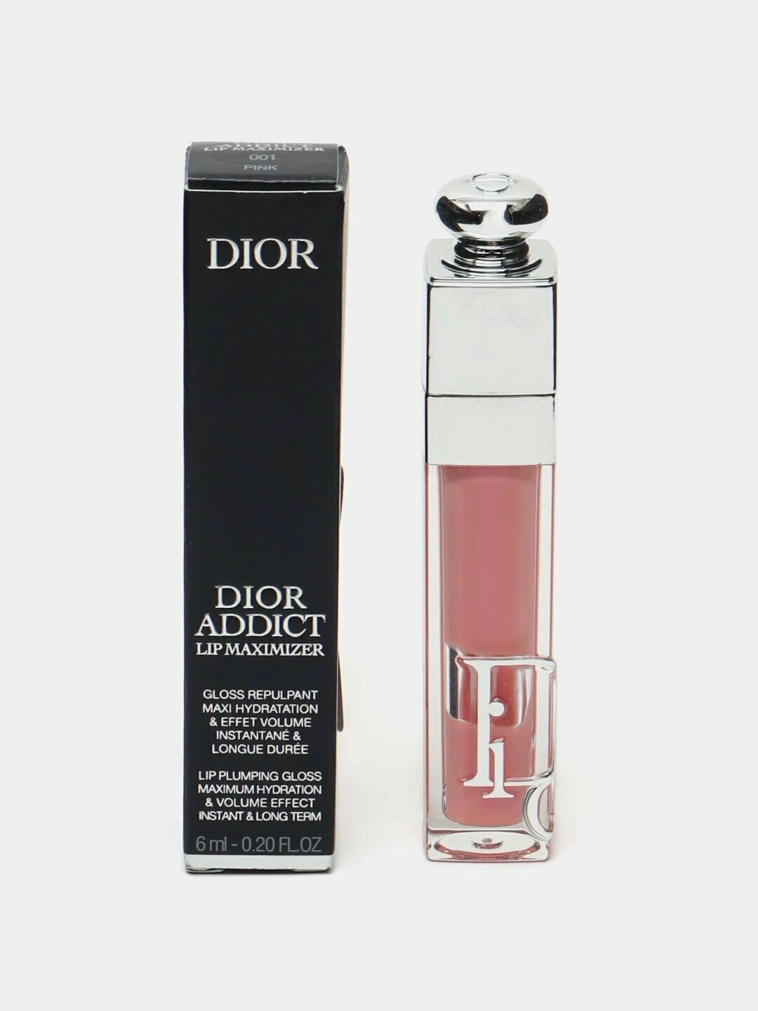 Блеск для губ Dior "Addict Lip Maximizer", 001, плампер, гиалуроновая кислота, розовый коралл, 6мл