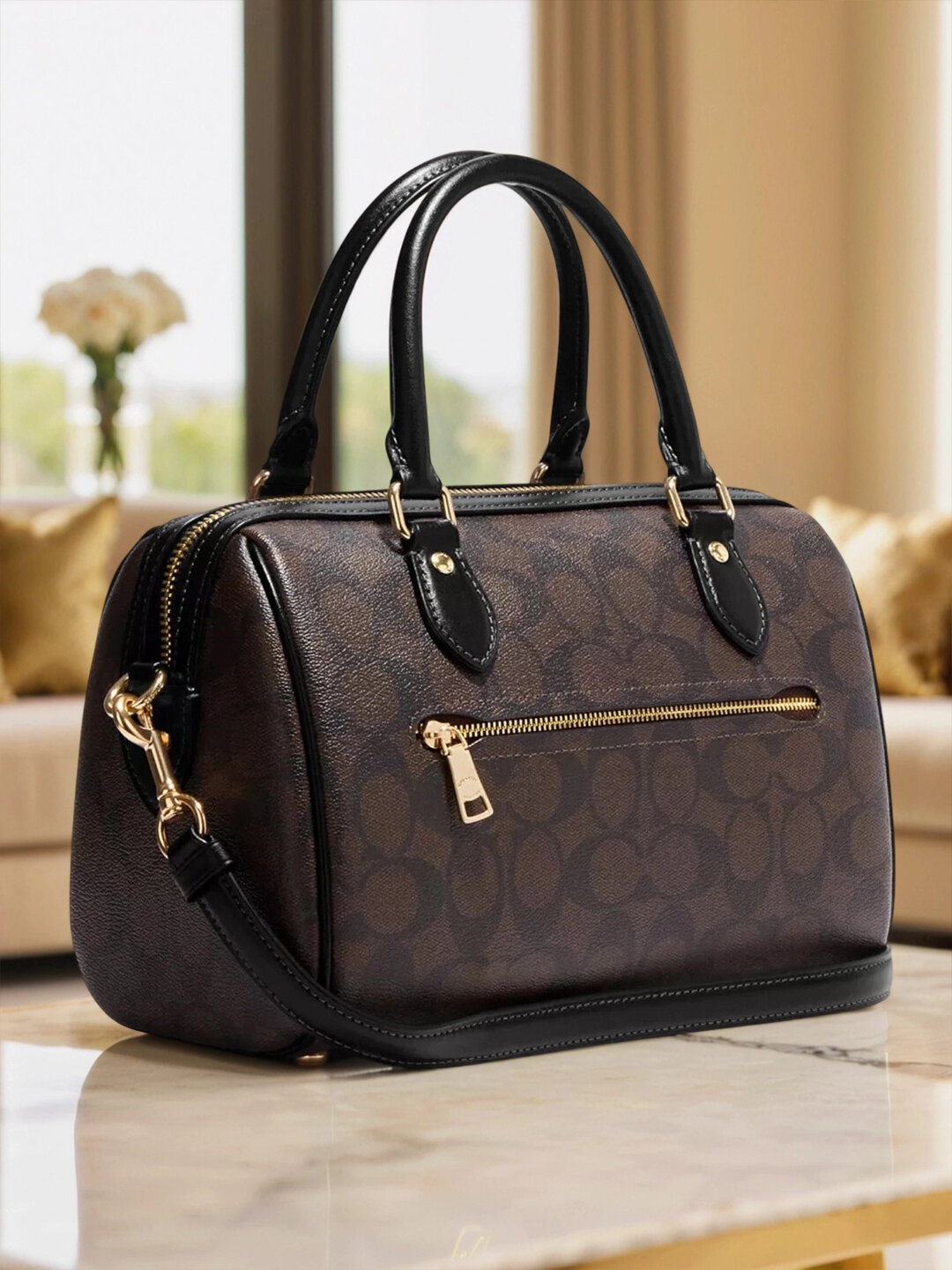 Сумка бочонок Coach Coach Bowling Bag, фактура зернистая, коричневый — фото 1