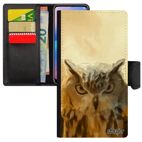 фото Противоударный чехол книжка на // apple iphone xr // "сова" филин животные, utaupia, бежевый