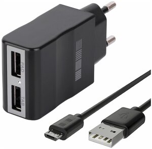 Зарядное устройство от сети + кабель micro-USB / Блок питания <b>для</b> <b>Samsung</b>, Xiaomi, Huawei / Адаптер <b>для</b> смартфона <span>разъем кабеля: micro-USB, количество разъемов: 2, максимальный выходной ток: 2.10 А</span>