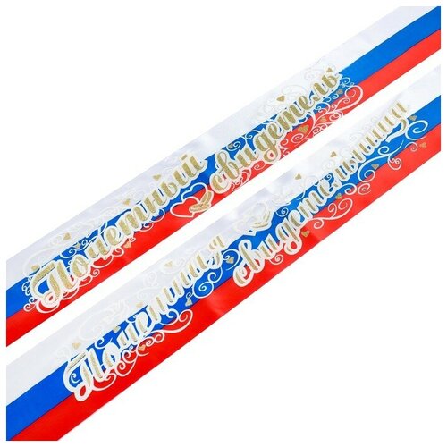 фото Набор лент "свидетель и свидетельница", атлас, триколор, 3d, 2 шт yandex market