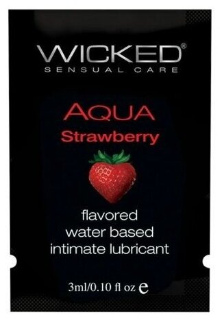 Лубрикант с ароматом клубники Wicked Aqua Strawberry - 3 мл.