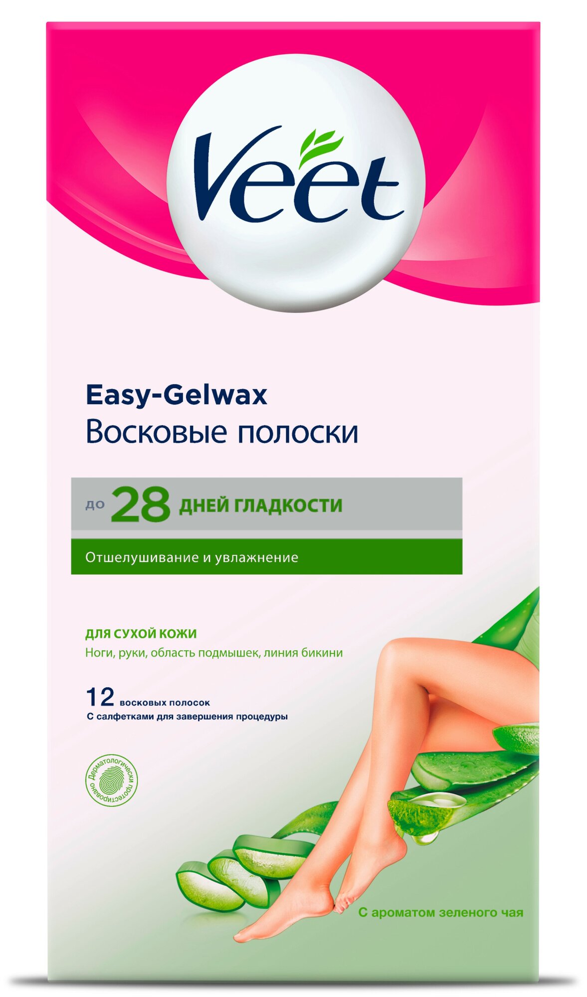 Veet Восковые полоски Easy Gelwax для сухой кожи 12 шт.