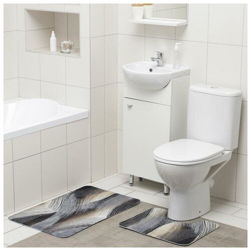 Доляна Набор ковриков для ванны и туалета Доляна «Саванна», 2 шт: 50×80, 40×50 см