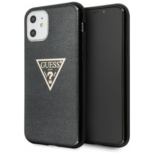 фото Чехол cg mobile guess triangle logo hard tpu для iphone 11, цвет блестящий черный (guhcn61sgtlbk)