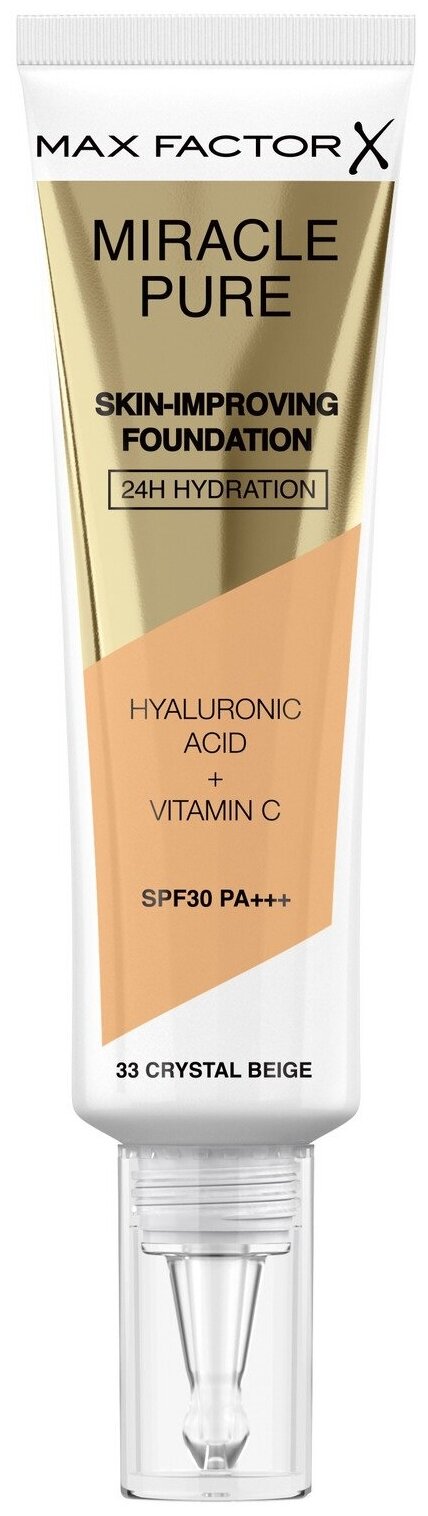 Max Factor Тональный крем Miracle Pure Foundation, SPF 30, 30 мл, оттенок: 33 Crystal Beige