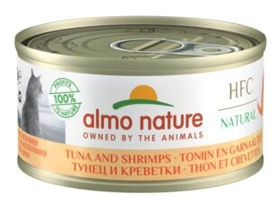 Almo Nature Консервы для Кошек с Тунцом и Креветками 75% мяса (HFC - Natural - Tuna and Shrimps) 9023H, 0,070 кг