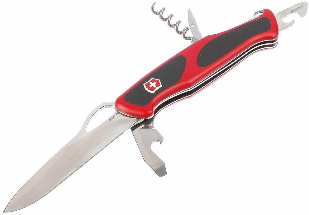 Нож перочинный Victorinox RangerGrip 57 Hunter (0.9583.MC) 130мм 13функций красный/черный карт.короб - фото №14