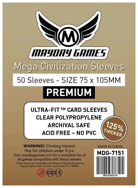 Протекторы MayDay Games Mayday (размер 75х105 мм) 50 шт. премиум: прозрачные