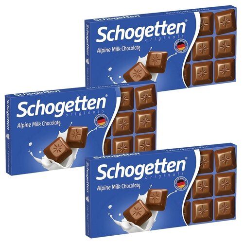 Шоколад молочный Schogetten ALPINE MILK CHOCOLATE, 3 шт по 100гр.