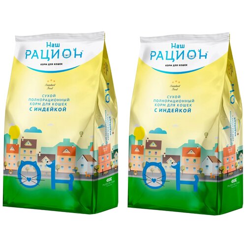 Корм для кошек Наш Рацион с индейкой 2 шт. х 400 г